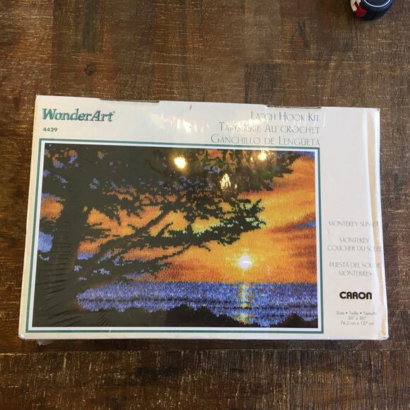 NEW SEALED Caron Wall Hanging Latch Hook Kit Monterey Sunset 30"x 50" Wonder Art - Picture 1 of 5